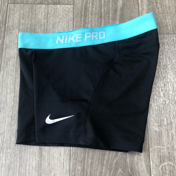 Nike Pants - Black Nike Pro Spandex Teal Waistband